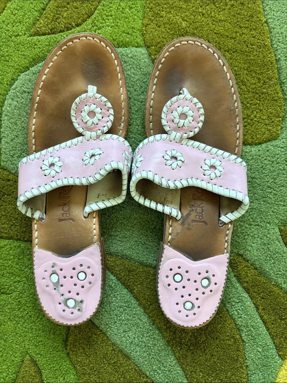 Jack Rogers Pink White Sandals Sz 8